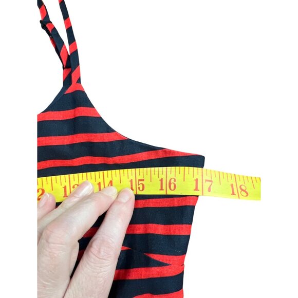 J. Crew Linen Preppy Size 6 Navy & Red Striped Lined Dress With Spaghetti Straps - Picture 6 of 9